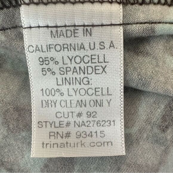 Trina Turk Long Sleeve Shift Dress Women’s Medium Geometric Teal Blue Turquoise - Picture 6 of 9